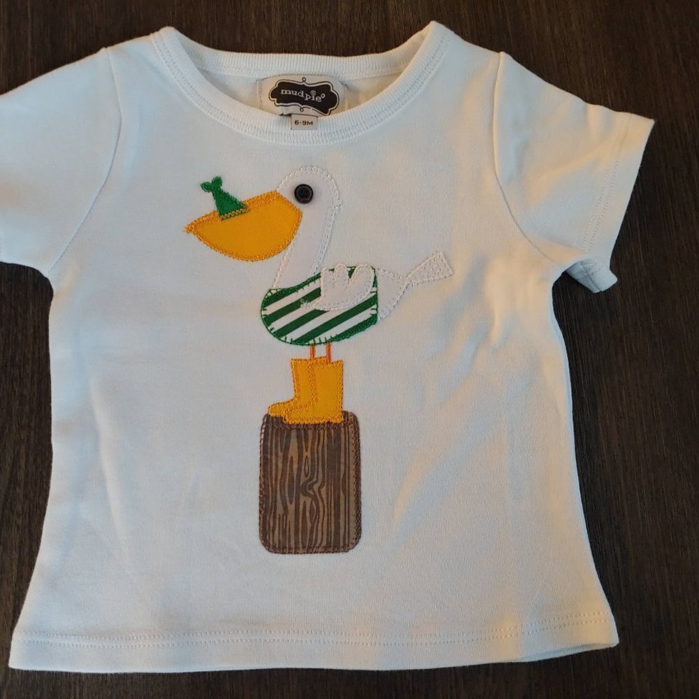 Mud Pie Baby Boys Embroidered Pelican Shirt 6-9